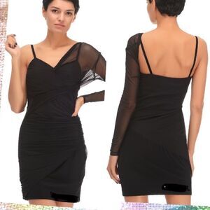 ZARA Tulle Draped LBD Dress black BNWT